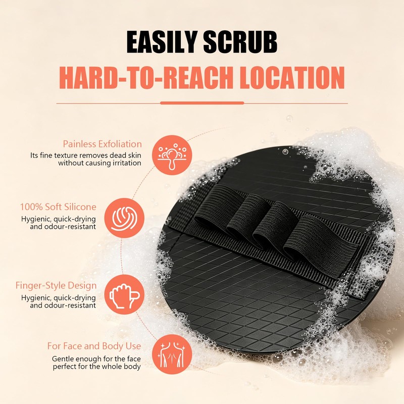 Exfoliating Gloves for Shower, Gentle Rubber Body Scrubber Glove for