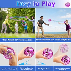 Hover Flying Ball, Magic Spinner Ball RGB Light Flying Ball, Hover Ball Mini Drone for Children Flying Toy, Flying Orb Floating Ball Gifts for Boys Girls Indoor Outdoor (Pink)