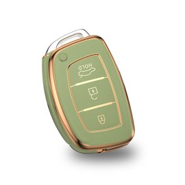 KUNIO Keyless Key Case Suitable for Hyundai Kona i10 i30 i20 ioniq Hybrid Tucson Santa Fe ix35 Mistra Protective TPU Car Key Protection Key Cover 3 Buttons A Green