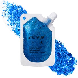 Holographic Face Glitter Gel Body Shimmer Makeup for for Hair, Face, Clavicle, Arm, Nail, Eyeshadow, Long Lasting Waterproof Mermaid Sequins Party Glitter for Rave Festival, 1.35oz (Royal Blue #15)
