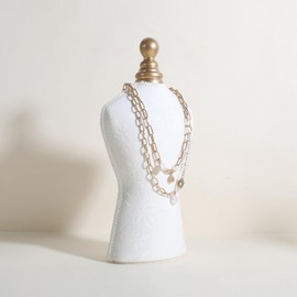 GemeShou Velvet necklace holder display stand, White jewelry necklace display for selling, necklace mannequin for jewelry, necklace bust jewelry display for Countertop【White-Large】