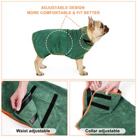 vsshe Microfibre Dog Bathrobe, Dog Bathrobe, Coat with Velcro Fastening, Washable, Super Absorbent, Moisture, Quick Drying Towel for Cats and Small to Medium Dogs, S