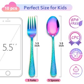 LIANYU Juego De Cubiertos Para Niños De 14 Piezas, Juego De Cubiertos Para Niños Pequeños, Juego De Cubiertos Para Niños En Edad Preescolar De Acero Inoxidable, Incluye 7 Cucharas Para Niños, 7 Tenedo