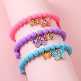 COLORFUL BLING BFF Bracelet for 3,Mother Daughter Bracelets Set,Cross Butterfly Heart Charm Bracelet for Women Men,Love Heart Matching Strand Bracelets Friendship Jewelry Gifts ﻿-Style 5