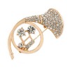 Gold Plated Clear Crystal French Horn Musical Instrument Brooch -