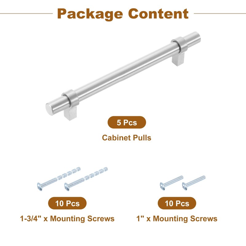 sourcing map Cabinet Handles, 5Pcs 8" Stainless Steel Round Kitchen