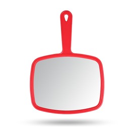 Gladmart Hand Mirror Salon Barber Hairdressing Handheld Mirror with Handle (Square Red 7.4 x 10.3 inches)