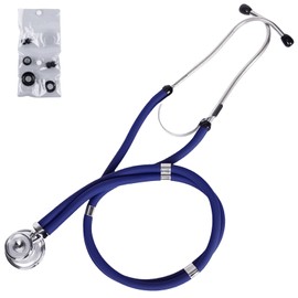 Sprague Rappaport Stethoscope with Interchangeable Chestpiece, Multifunctional Cardiology Stethoscope, Double Head, Double Tube Stethoscope for Nurses and Doctors (Blue)
