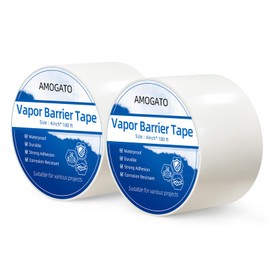 AMOGATO Vapor Barrier Tape 2 Rolls - 4 inch x 180' Roll 8 Mil, Heavy Duty Waterproof, Polyethylene Repair Tape, Vapor Barrier Seam Tape for Industrial, Crawl Space, Roofs & Barrier