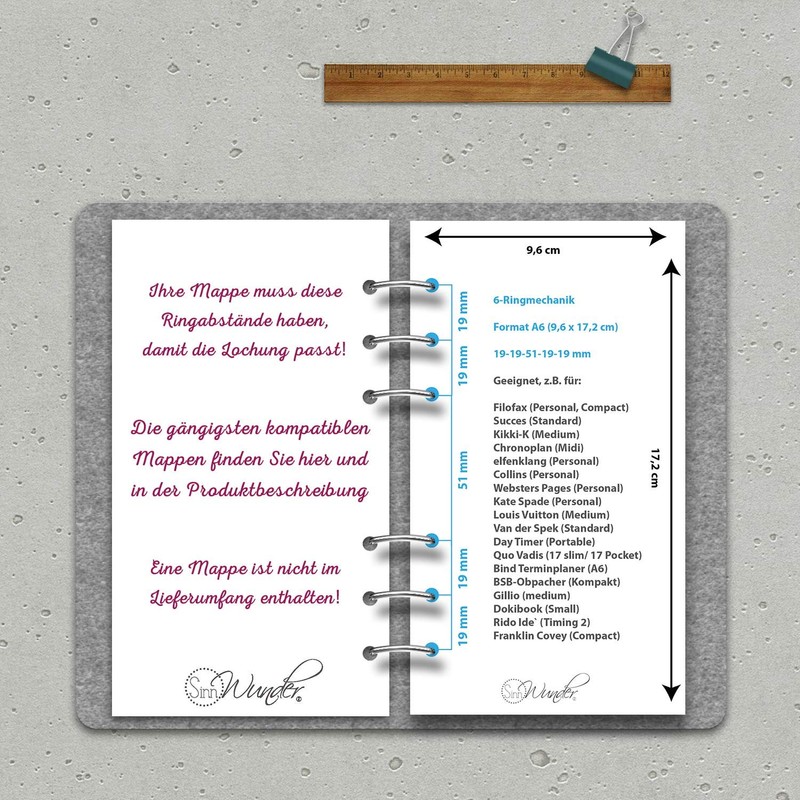 SinnWunder® Habit Tracker Lists for One Year Fits 6 Ring