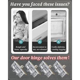 4 Pack Door Hinges Matte Silver, Manganese Steel, 4 Inch Self Closing Heavy Duty Spring Hinge for Door Garage Gate Hardware Controls with Mounting Screws, 90 Degree Positioning