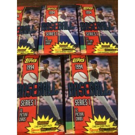 (1) Five Unopened 1994 Topps Baseball Series 1 Factory Sealed Packs.