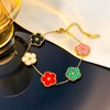 Five Leaf Clover Bracelets for Women, Gold Plated Stainless Steel