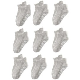 9 Pairs Baby Non Slip Toddler Socks, Soft Cotton Kid Ankle Socks For 1-3/3-5/ Years Old Boys Girls Kids Children Breathable Infant Crew Socks with Grips For Baby Boy Girl