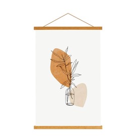 Sanauto A4 Poster Frame Hangers 21cm, Magnetic Wooden Poster Hanger Rails Magnet Frame Hanging Kit for 21x30 20x16 Landscape Large Size Wall Map (21cm, Teak)