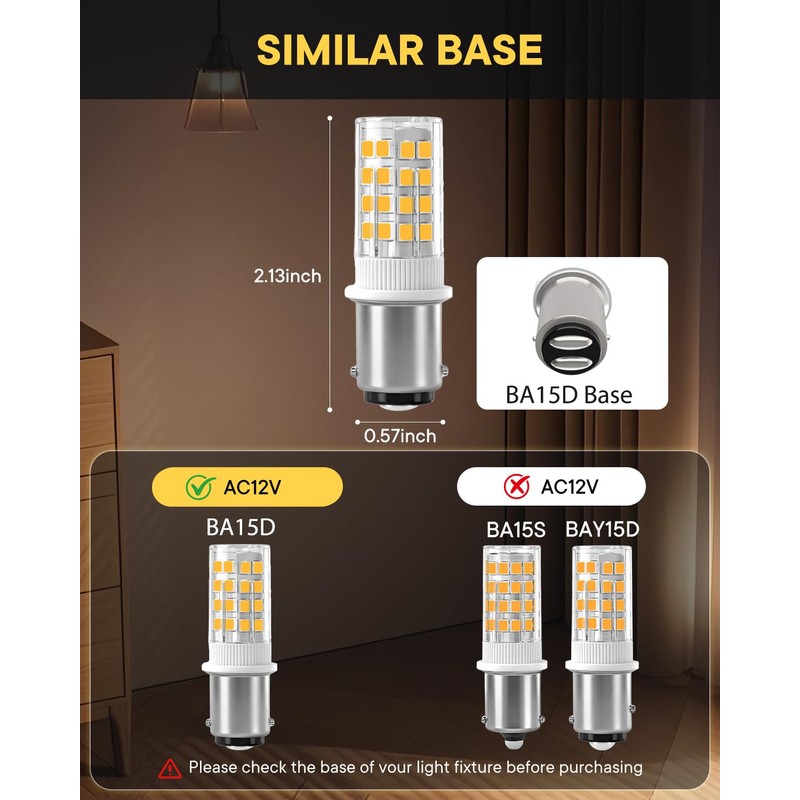 LUHMQ 3-Pack BA15D LED Bulb AC/DC 12V, 1157 1004 1076