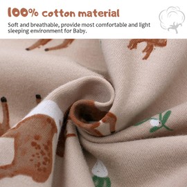 Long Sleeve Sleep Sack, 100% Cotton Baby Sleeping Bag 0-18 Months Baby Wearable Blanket Super Soft Temp Regulating Premium Infant Toddler Kids Sleeping Sack (6-12 Months Apricot Deer)
