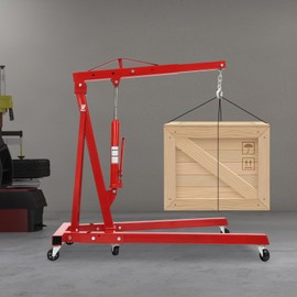 2 Ton Folding Engine Hoist,Cherry Picker Shop Crane Hoist Lift Folding Engine Shop Crane Hoist Lift & Heavy Cherry Picker with 6 Wheels for Garage, Workshop,Red