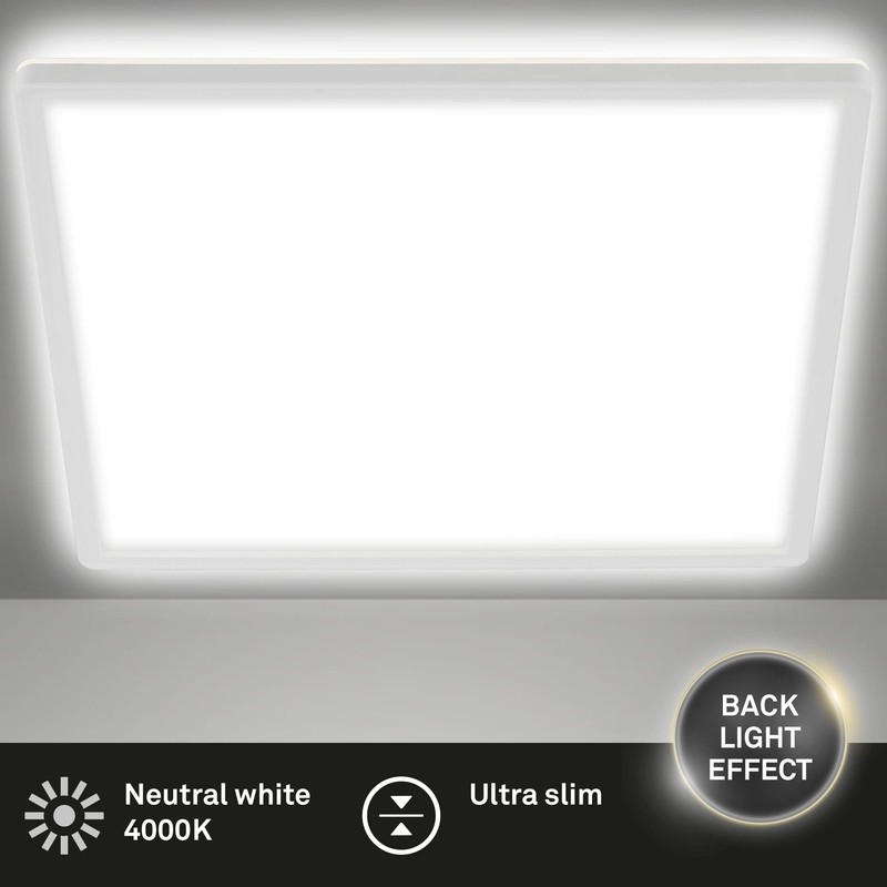 Briloner Leuchten LED Panel, Ceiling Light, Includes Backlight Effect, 18