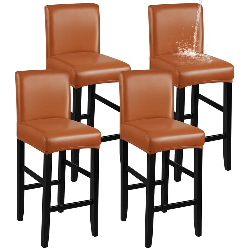 YISUN Bar Stool Covers, Stretch Waterproof PU Bar Stool Slipcover