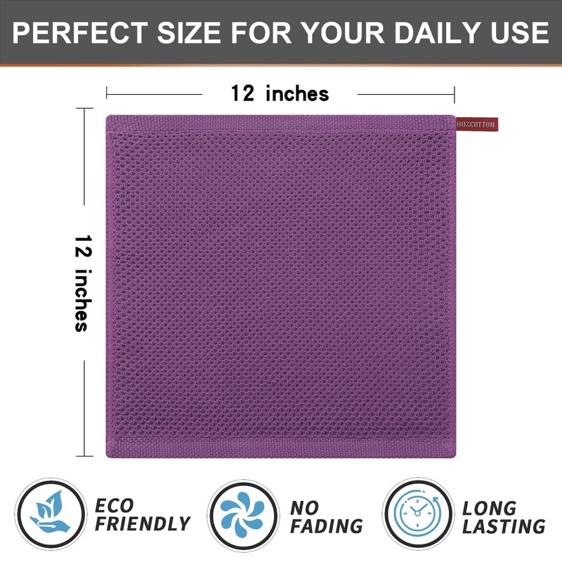 Kitinjoy 100% Cotton Kitchen Dish Cloths, 6 Pack Waffle Weave