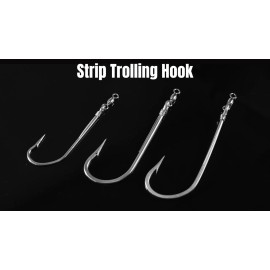 BLUEWING 2pcs Strip Trolling Hook with Swivel Stainless Steel Hooks US Seller - Size 03: 14/0, 2pcs