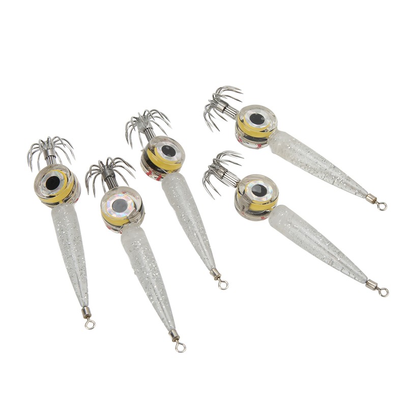 5pcs LED Octopus Hook Strong Penetration High Carbon Steel Electronic