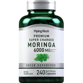 Piping Rock Moringa Oleifera Capsules 6000mg | 240 Count | Leaf Concentrated Extract | Herbal Supplement | Non-GMO, Gluten Free