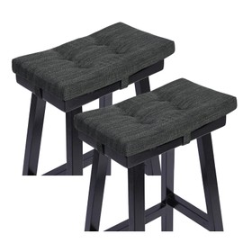 baibu Set of 2 Stool Cushion Rectangular, Super Soft Saddle Stool Pads Bar Stool Cushions with Four Straps- 2 Pads Only (Gray-Black, 18x9.5x1.5in)
