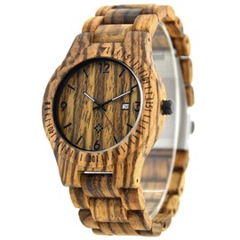 Trendy Casual Men Sandalwood Analoge Quartz Movement Watch Wristwatch(Zebrawood)