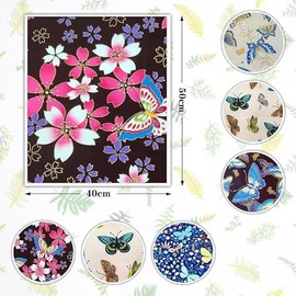 Obluchye 6 PCS Butterfly Cotton Fabric 50 x 40 cm, Fat Quarters Fabric Bundles,Floral Fabrics Material for Patchwork Sewing Crafting Quilting DIY Scrapbooking Artcraft