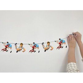 AK Giftshop Rugby Players Mix Bunting Party Decorations - 12pcs / 2.5m Ribbon
