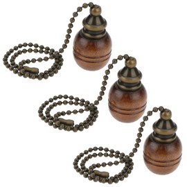 ECSiNG 3 Pieces 3.9 x 2.3 cm Decorative Wooden Pull Chain Extension for Ceiling Fans Bronze 12 Inch 30 cm Pull Chain Set for Ceiling Lights Lamps Fans