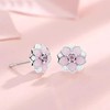 QLYOVWE Pink Flower Stud Earrings for Women 925 Sterling Silver