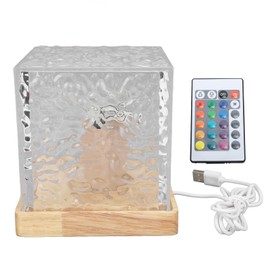 Dynamic Rotating Water Ripple Night Light RGB 16 Color 4 Mode Decorative Water Pattern Crystal Table Lamp with APP Remote Control for Bedroom