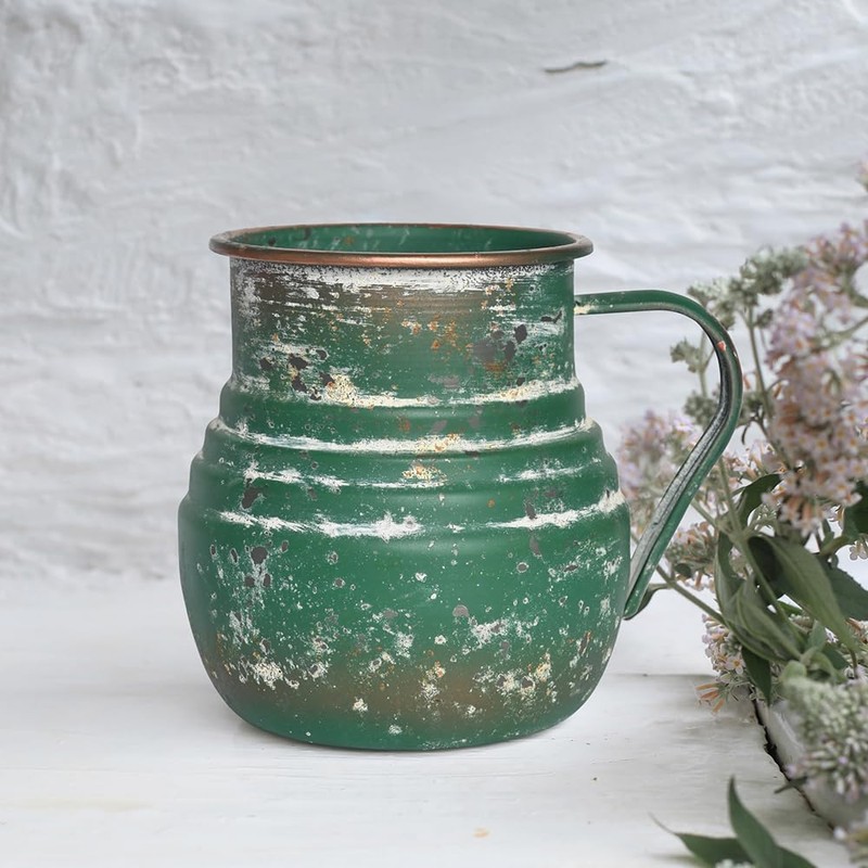 Rustic Metal Flower Vase Farmhouse Decorative Vase for Dining Room