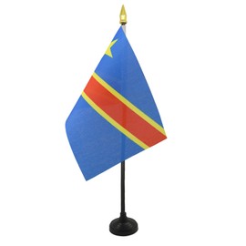 AZ FLAG DEMOCRATIC REPUBLIC OF THE CONGO TABLE FLAG 4'' x 6'' - CONGOLESE DESK FLAG 15 x 10 cm - golden spear top