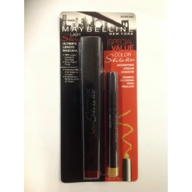 Maybelline New York 3 X Maybelline Lash Stiletto Mascara & Cream Shadow VERY BLACK/GOLDEN AURA 03.