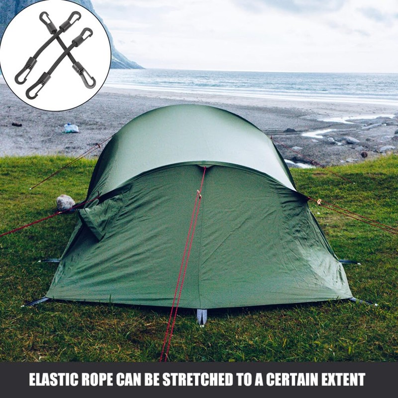 BESPORTBLE 6Inch Bungee Cords with Carabiner: Black Short Elastic Tie