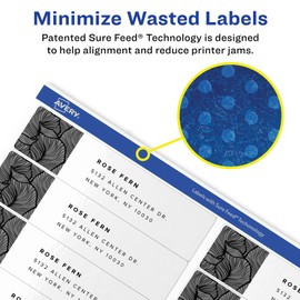 Avery Mailing Address Labels, Laser Printers, 2,000 Labels, 1 x 4, Permanent Adhesive, 5 Packs (5161)