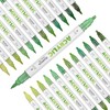ZZWUAPT Green Dual Tip Acrylic Paint Markers,Acrylic Paint Pens For