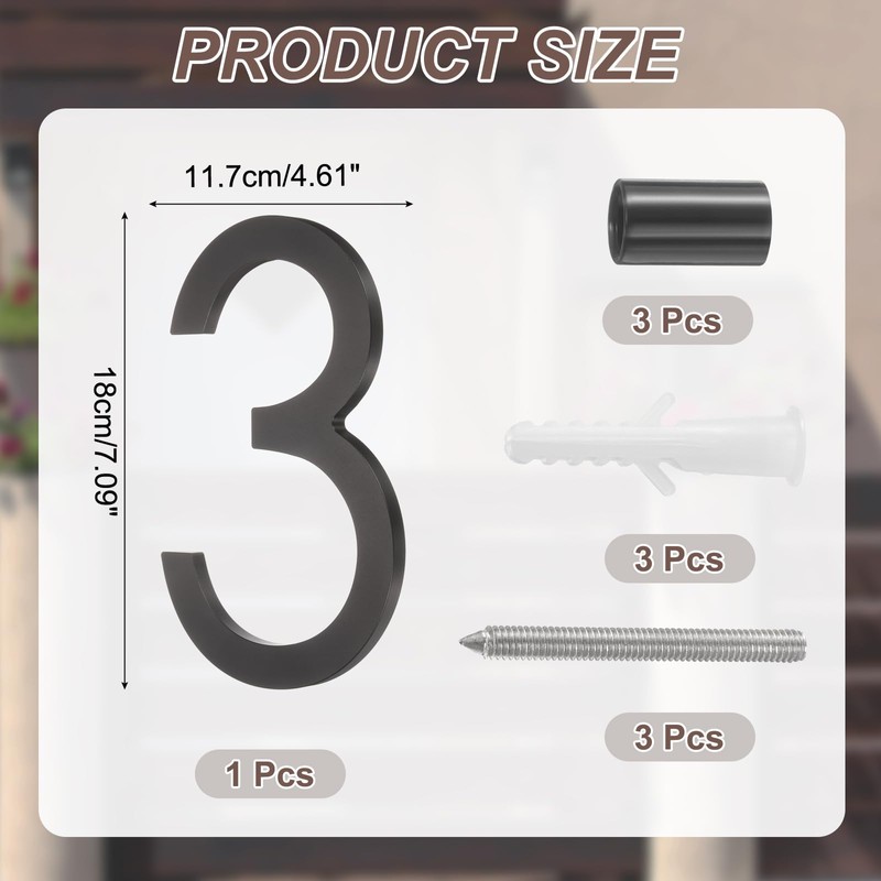 sourcing map Floating House Numbers, 7 Inch Solid Aluminum Modern