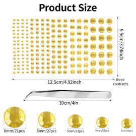 Gem Stickers Rhinestone for Crafts, Self Adhesive Jewel Stickers, Acrylic Bling Gems Jewels Stickers for Crafts, Stick on Gems for DIY, Craft Supplies for Face, Eye, Makeup, Body (Light Gold Yellow)