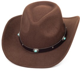 Western Outback Felt Cowboy Hat for Women Cowgirls Fedora Gus Hat Rodeo 22"-22.75" fit for M/L
