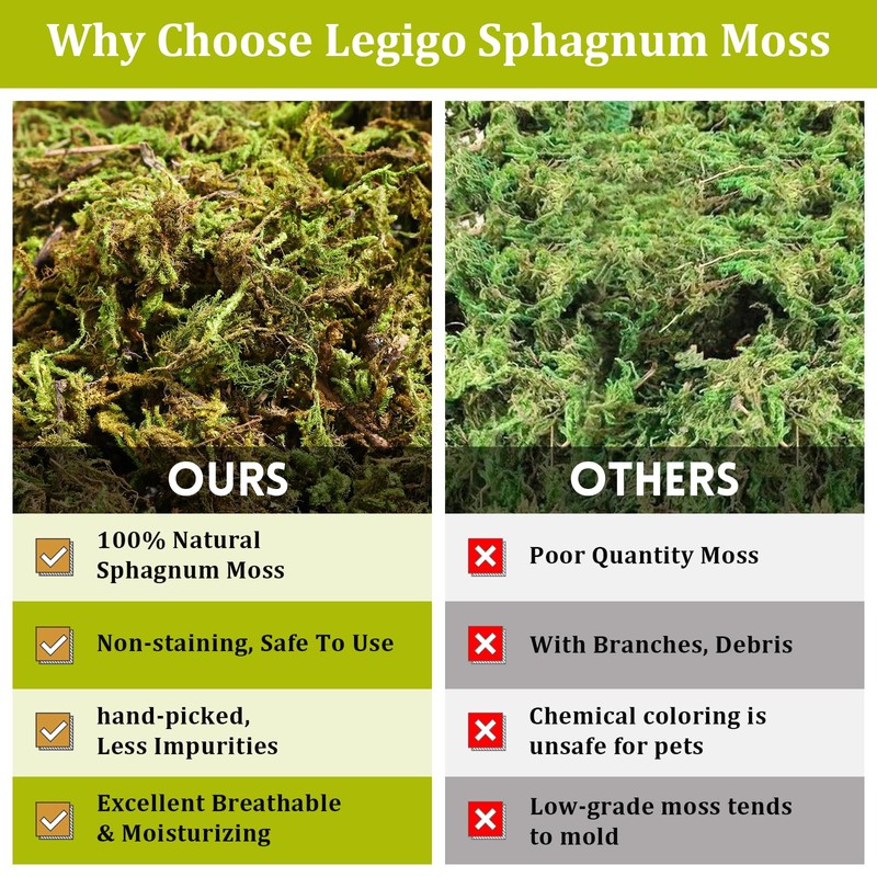Legigo 14 OZ Sphagnum Moss for Reptile- 16 QT Natural