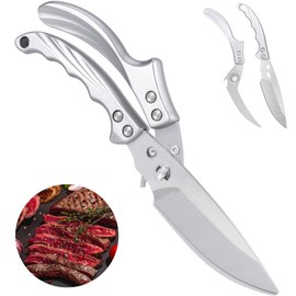 Kitchen Shears for food - Kitchen shears heavy duty Stainless Steel Poultry Shears for Meat Bones Seafood, All Purpose turkey shears, Detachable Blades, Ergonomic Handle, Dishwasher Safe Silver