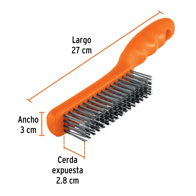 Truper CEA-54I, Cepillo de alambre, cerdas acero inoxidable, 64 pinceles