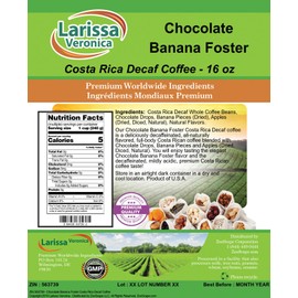 Chocolate Banana Foster Costa Rica Decaf Coffee (Gourmet, Naturally Flavored, Whole Coffee Beans) (16 oz, ZIN: 563739)