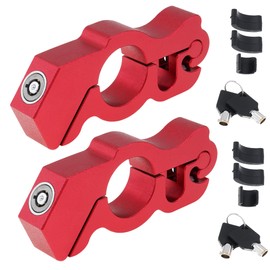 Windance 2Pack Heavy Duty Motorcycle Anti Theft Handlebar Throttle Security Lock Front Brake Lever Lock on Dirt Bike Moped Scooter ATV (Red)