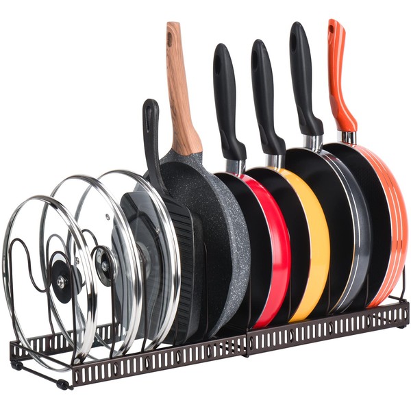 Toplife Pots and Pans Organizer Rack for Cabinet and Countertop,